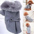 Warm Winter Dog Coat with Fur Collar for Small Dogs