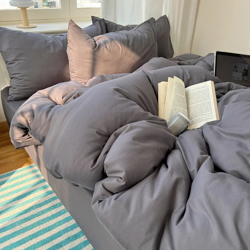 4-Piece Cotton Bedding Set - Duvet Cover & Pillowcases