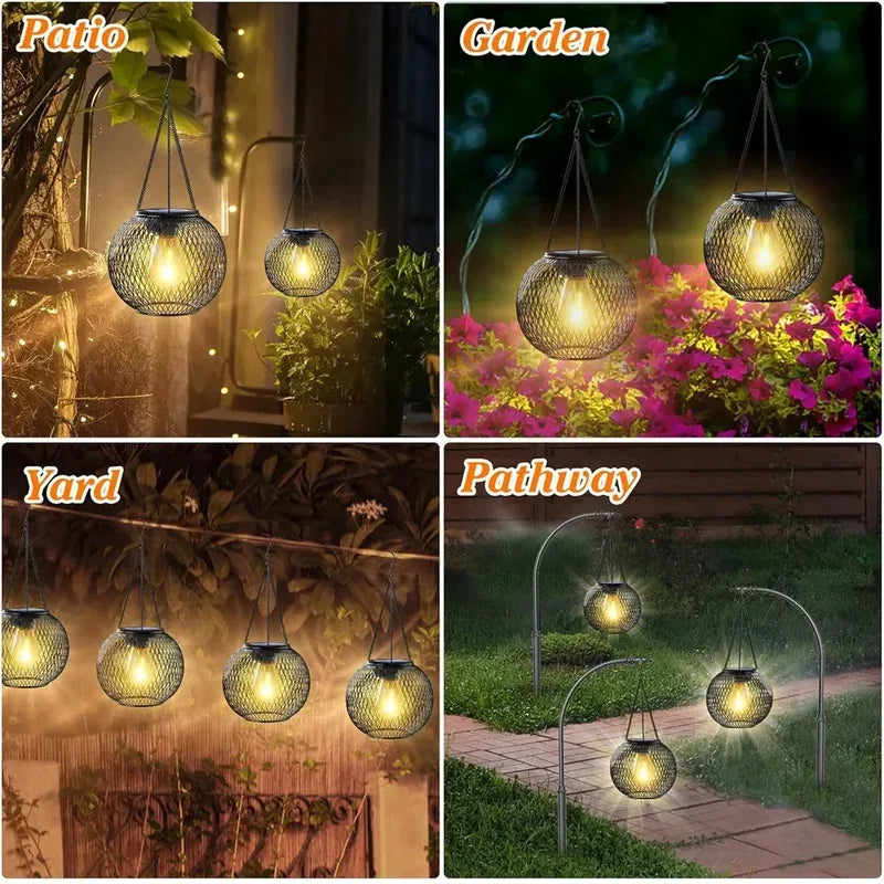 Solar Waterproof Hanging Lantern - Cozy Warm White LED Light