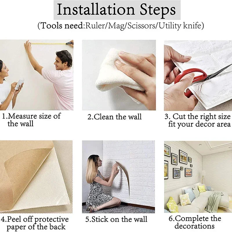 3D Brick Foam Wallpaper - Stylish Wall Decor
