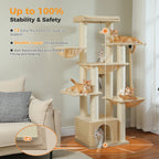 Multi-Level Cat Tree with Scratching Posts for Large Cats