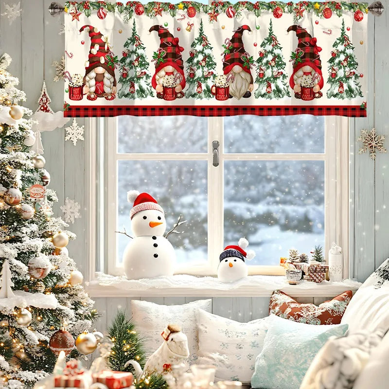 Christmas Curtain Valance - Festive Rod Pocket Window Treatment