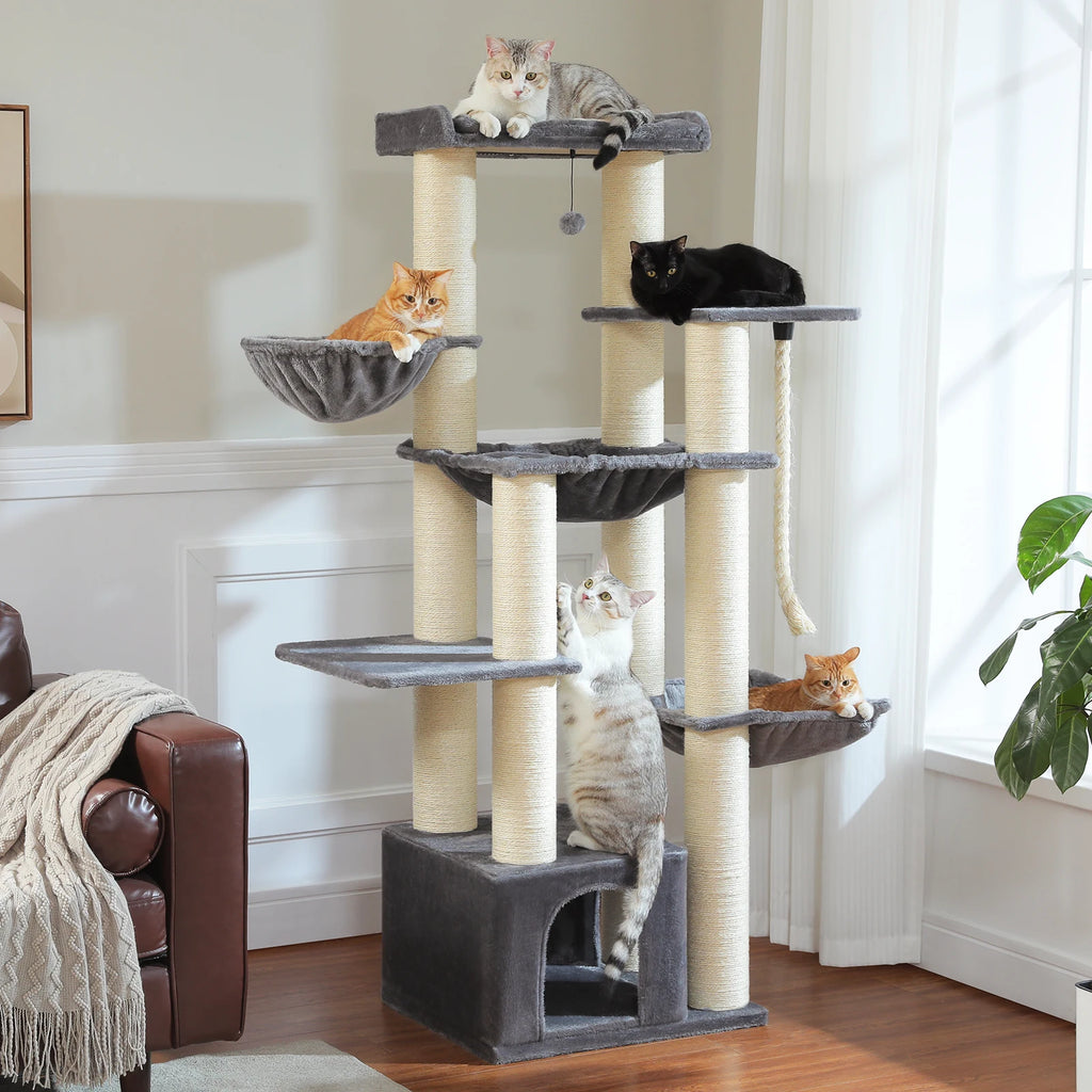Multi-Level Cat Tree with Scratching Posts for Large Cats