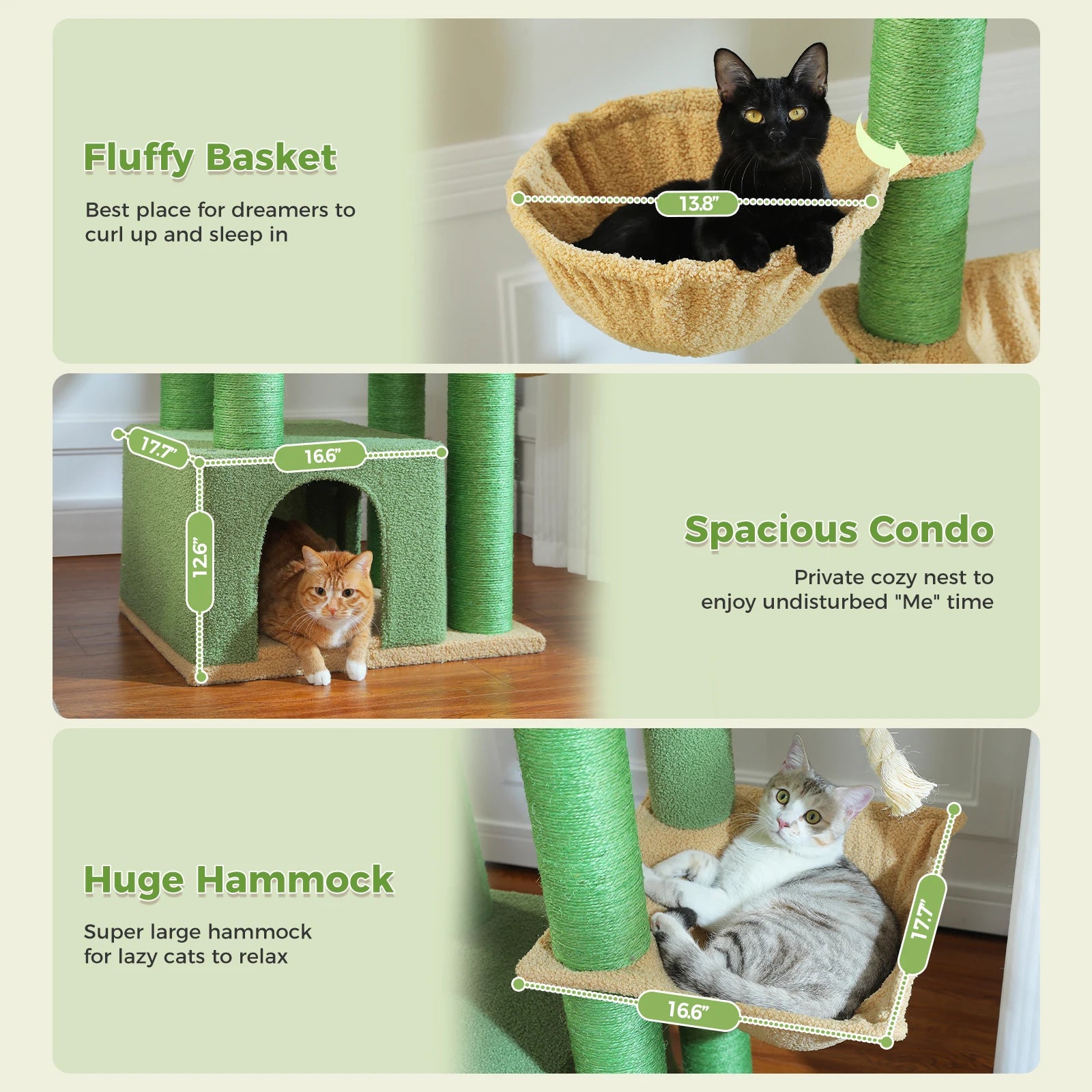 Multi-Level Cat Tree with Scratching Posts for Large Cats