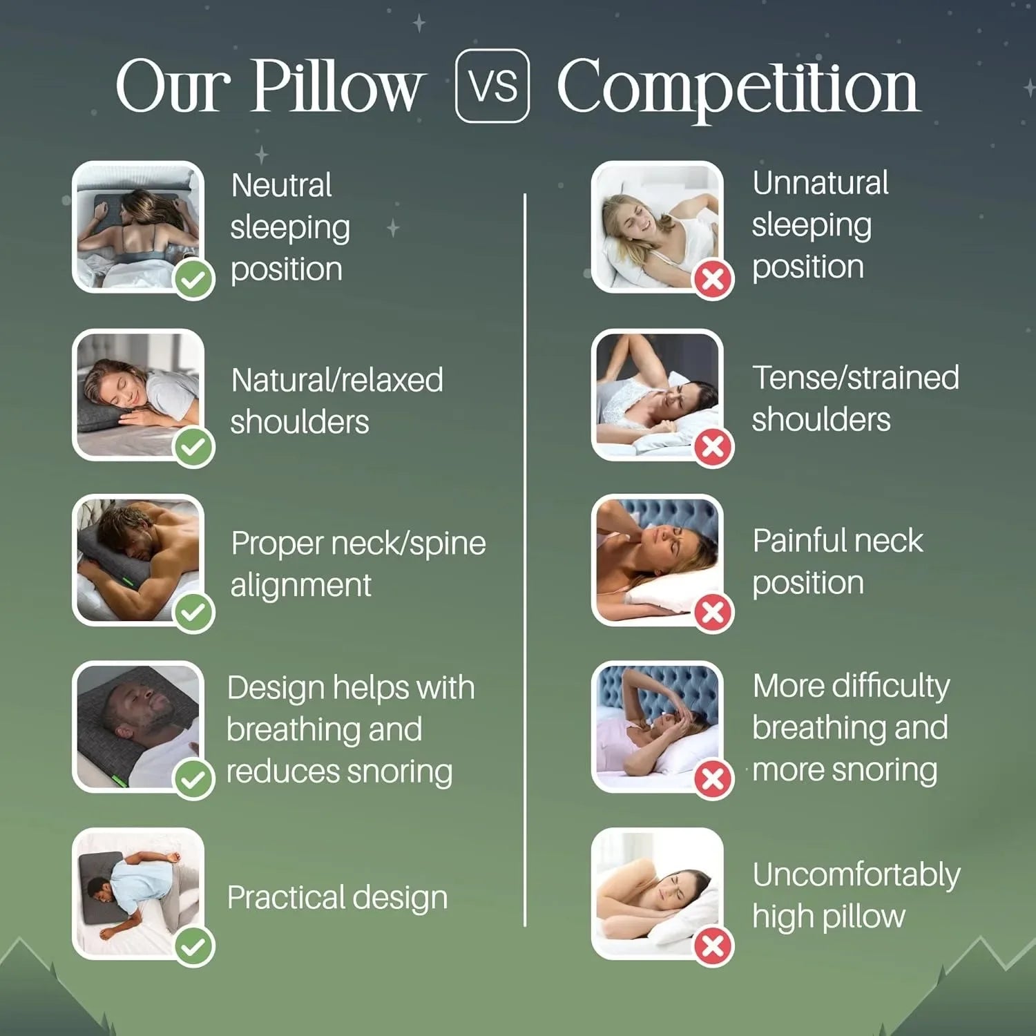 Ultra Thin Memory Foam Pillow for Stomach Sleepers