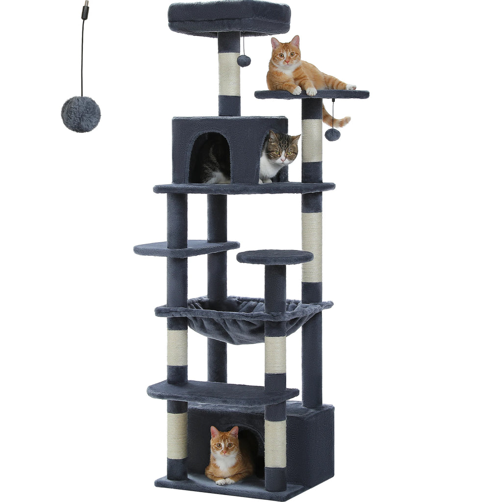 Large Cat Tree with Hammock & Scratching Posts for Indoor Cats