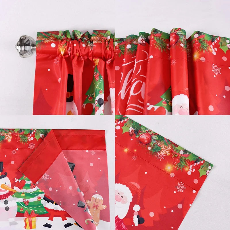 Christmas Curtain Valance - Festive Rod Pocket Window Treatment