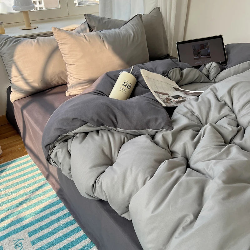 4-Piece Cotton Bedding Set - Duvet Cover & Pillowcases