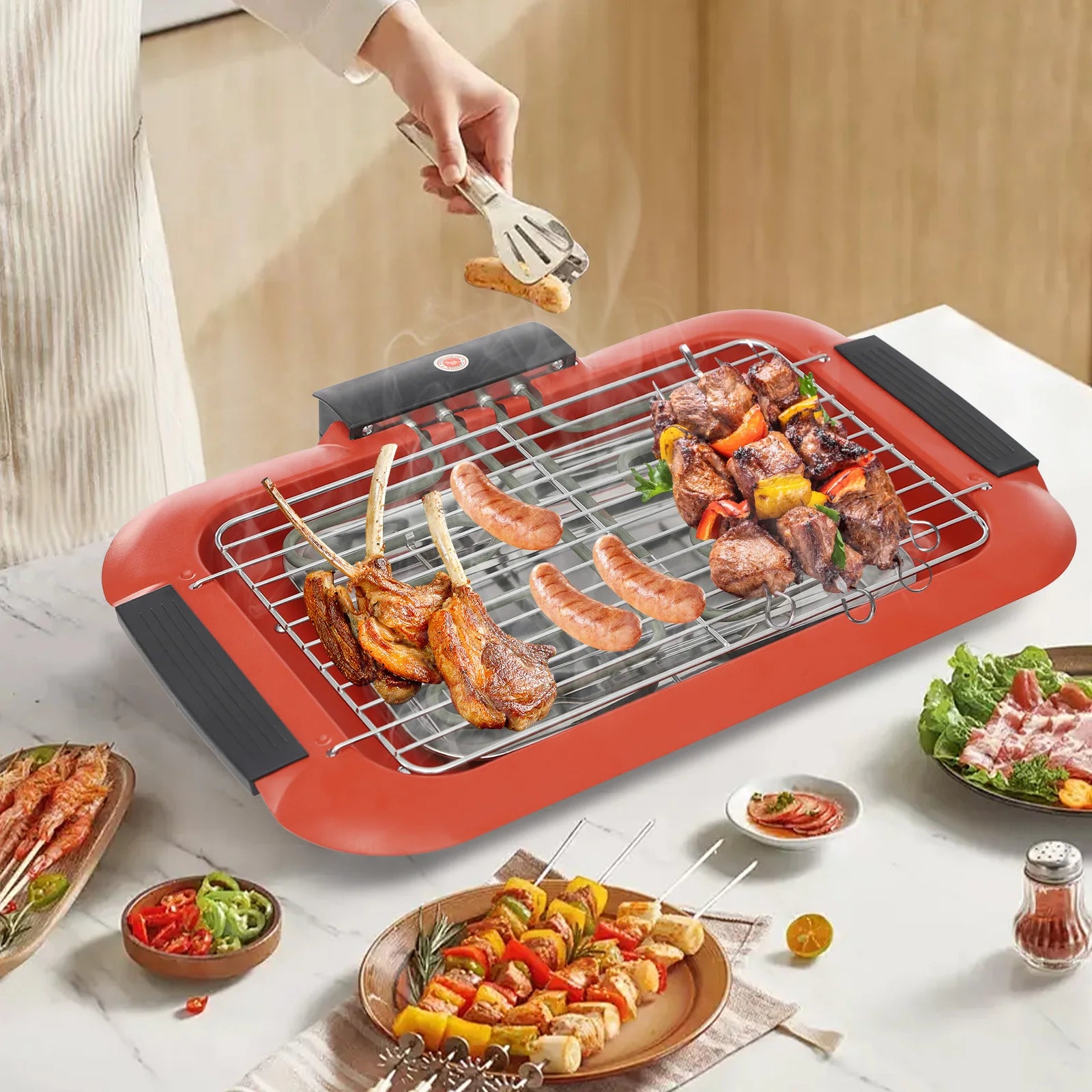 Stainless Steel Electric Table Grill with Adjustable Temp