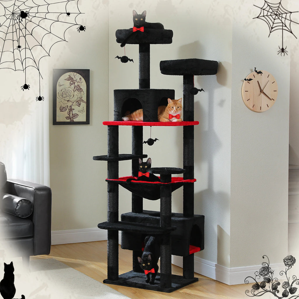 Large Cat Tree with Hammock & Scratching Posts for Indoor Cats