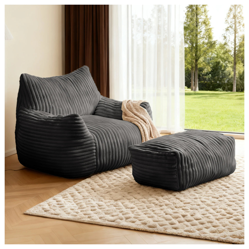 Oversized Bean Bag Lounge Chair with Ottoman