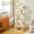Large Cat Tree with Hammock & Scratching Posts for Indoor Cats
