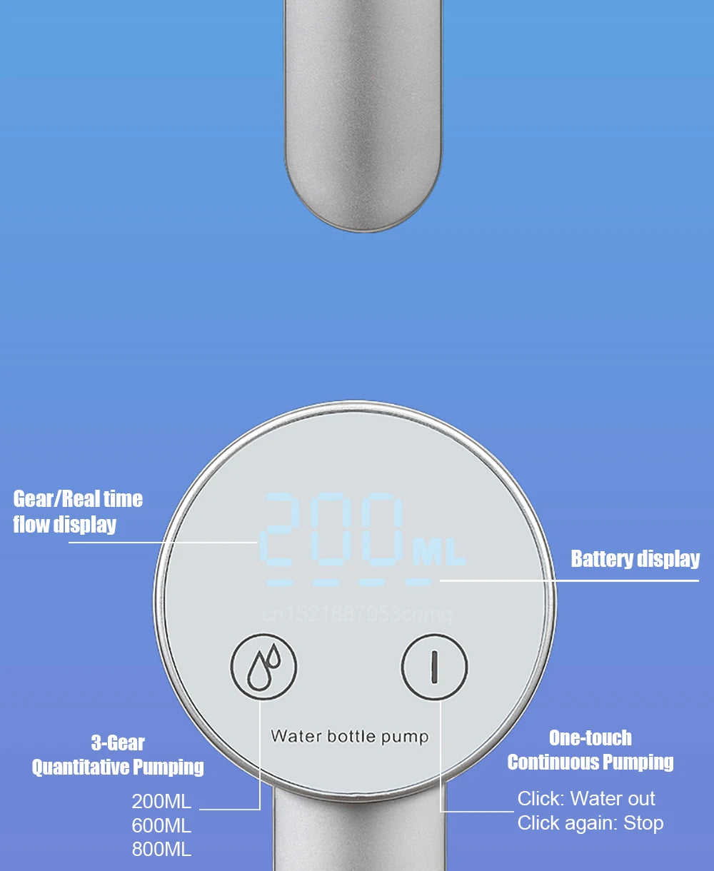 Automatic Electric Water Pump for 19L Bottles - USB Rechargeable