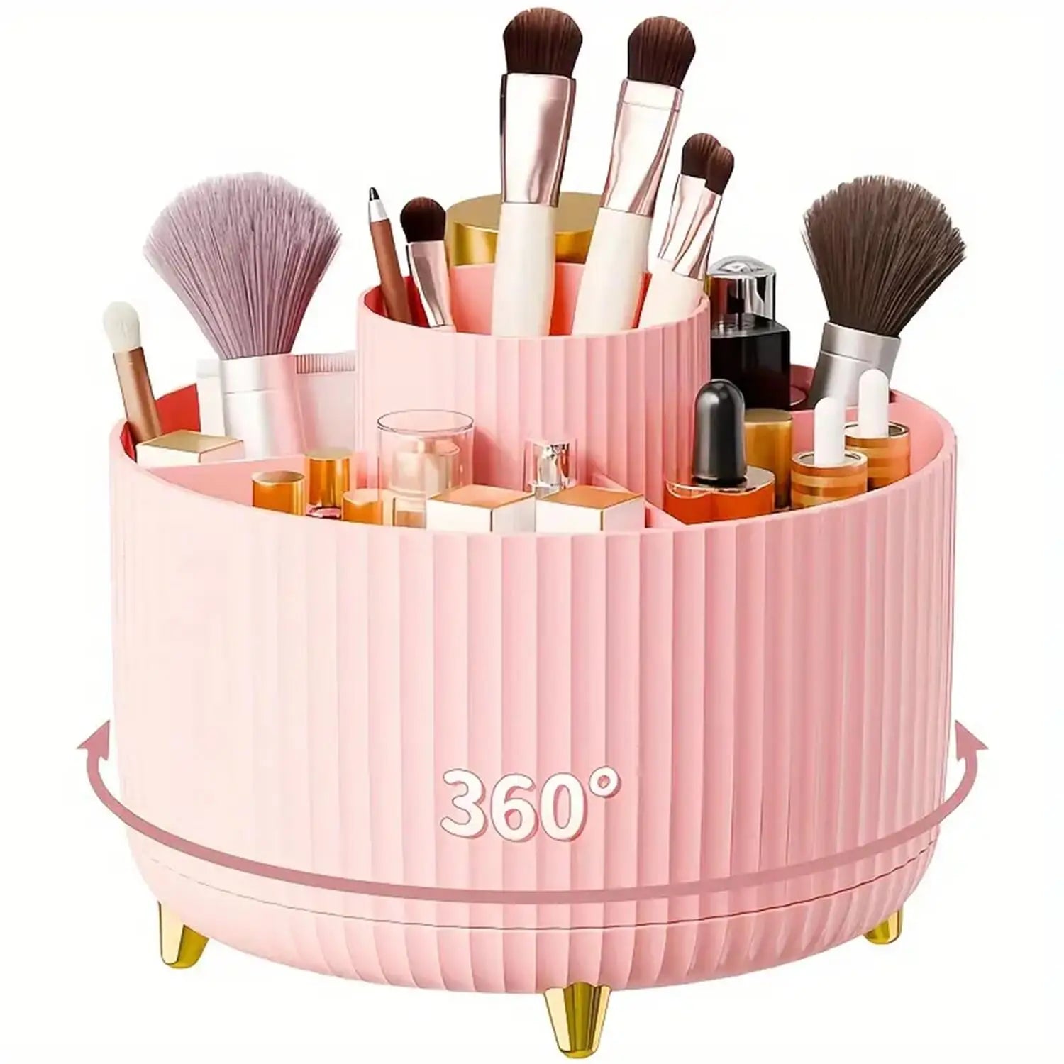 360° Rotating Makeup Organizer | Vanity & Desk Storage | Aesthetic Cosmetic Holder