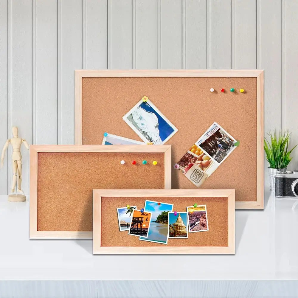 Wooden Cork Board Wall Decor with Soft Letter Pins