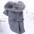 Warm Winter Dog Coat with Fur Collar for Small Dogs