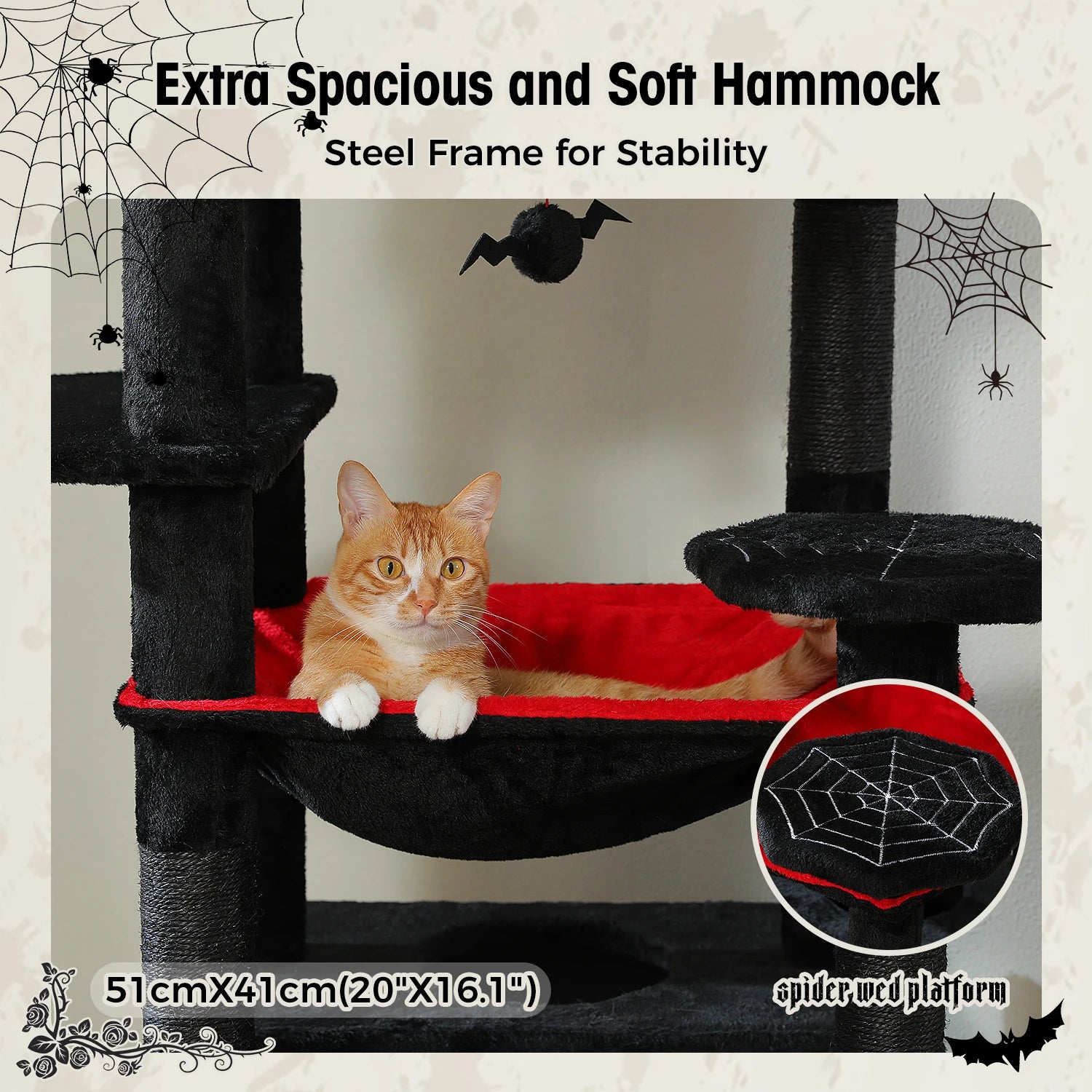 Large Cat Tree with Hammock & Scratching Posts for Indoor Cats