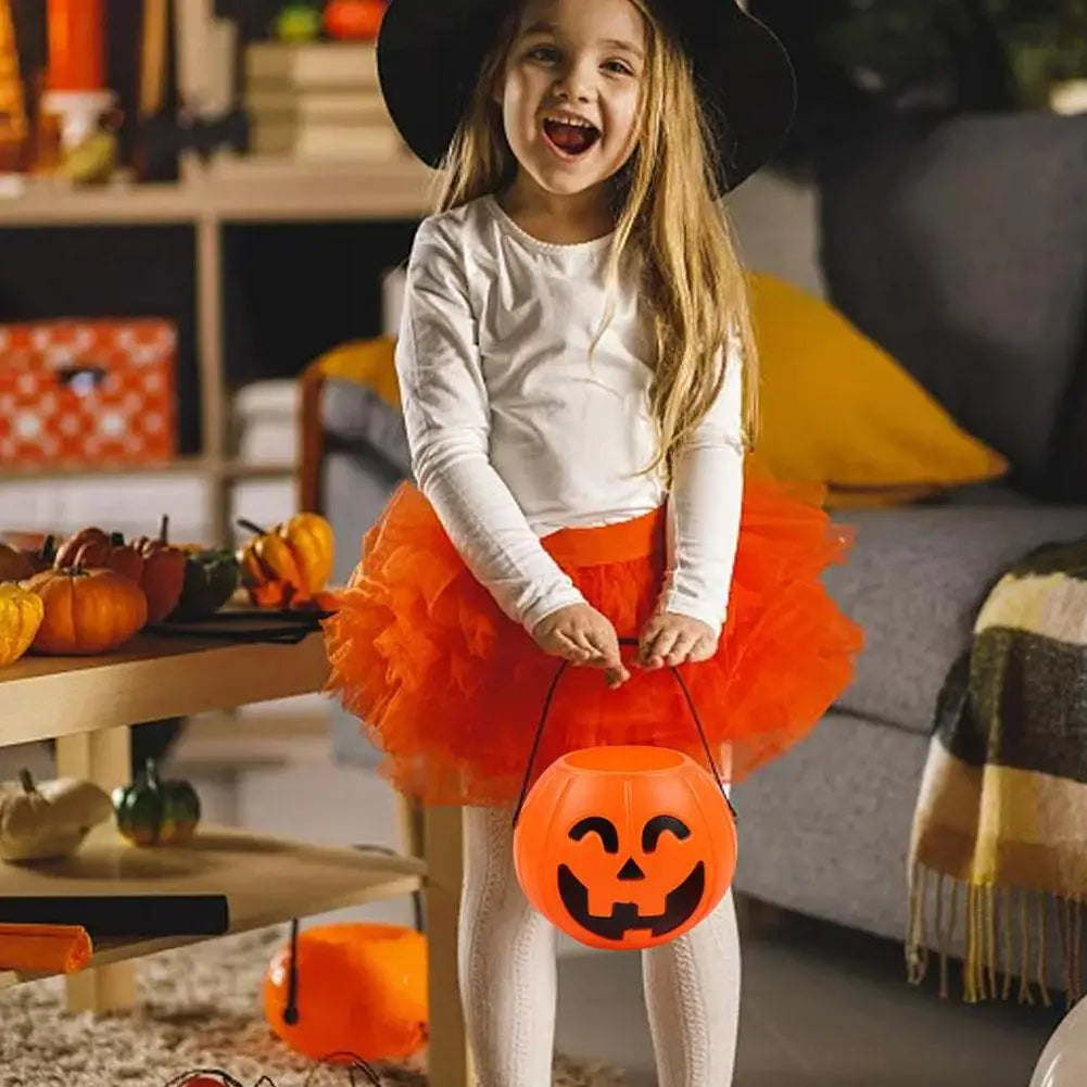 Halloween Pumpkin Bucket - Portable Candy Basket for Festivities