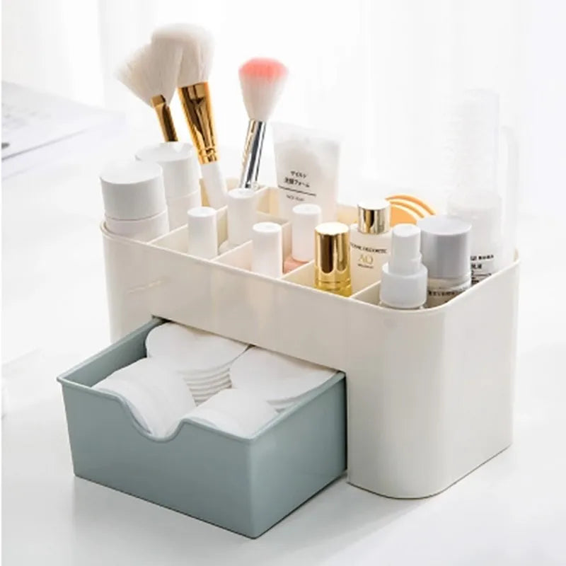 Acrylic Makeup Organizer with Drawer | Dorm Vanity Box | Aesthetic Green/Blue/Pink