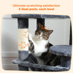 Large Cat Tree with Hammock & Scratching Posts for Indoor Cats