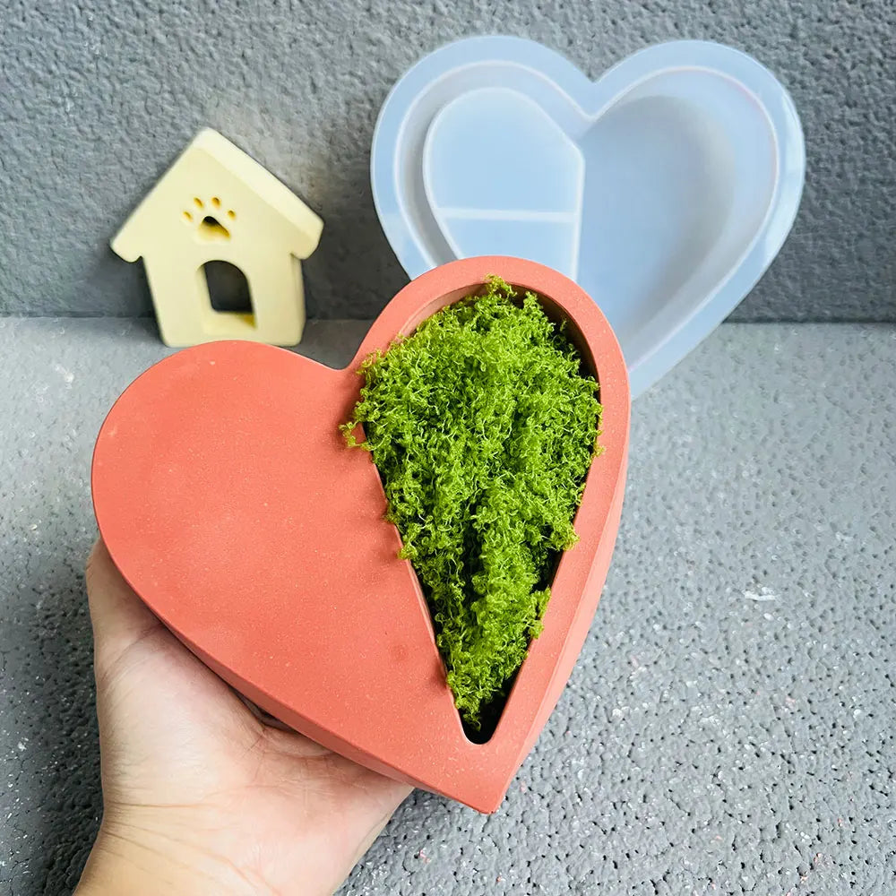 Heart Shaped Silicone Mold for Planters and Candles