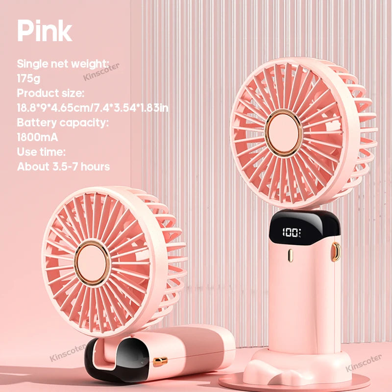 Portable Rechargeable Mini USB Fan with Phone Stand - 5 Speeds