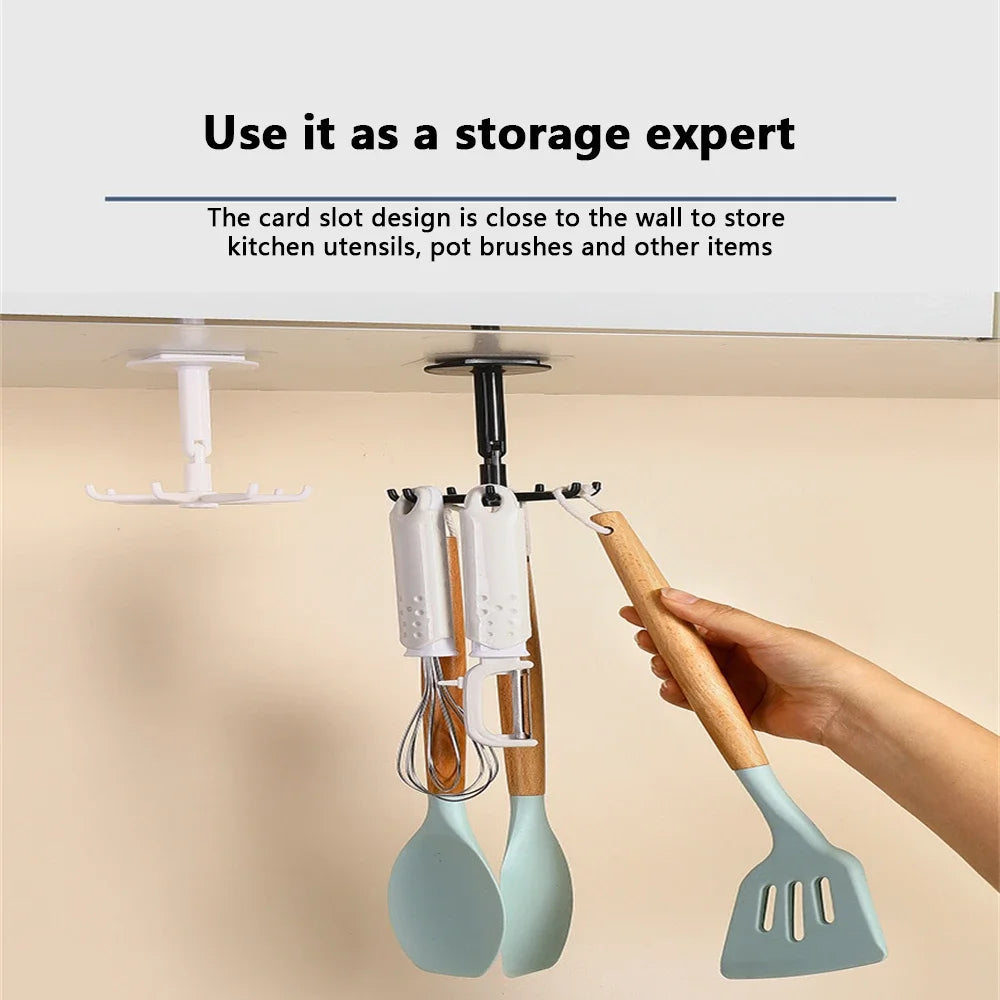 7-Claw Rotatable Self-Adhesive Kitchen Storage Hook