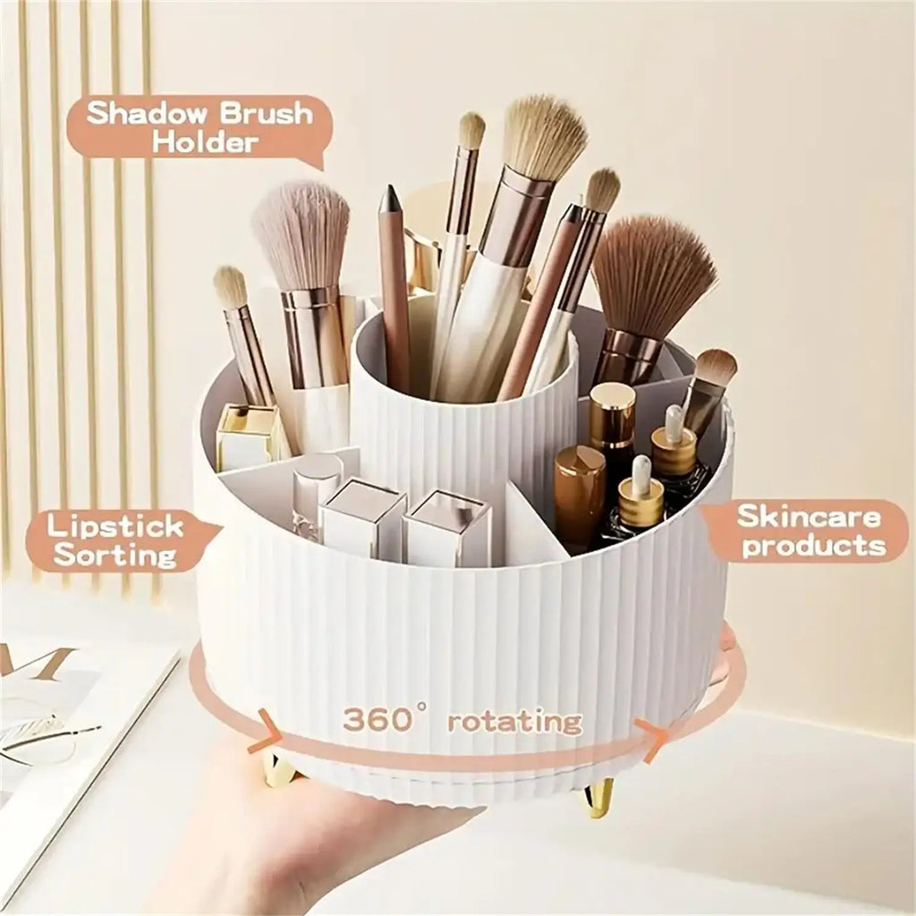 360° Rotating Makeup Organizer | Vanity & Desk Storage | Aesthetic Cosmetic Holder