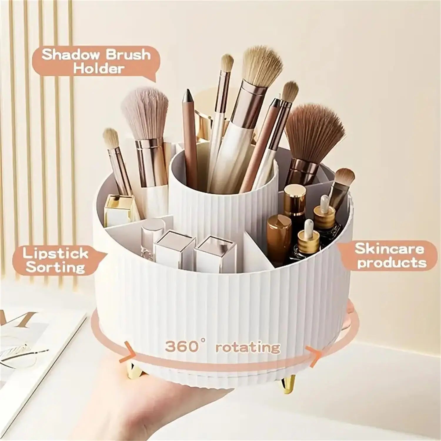 360° Rotating Makeup Organizer | Vanity & Desk Storage | Aesthetic Cosmetic Holder