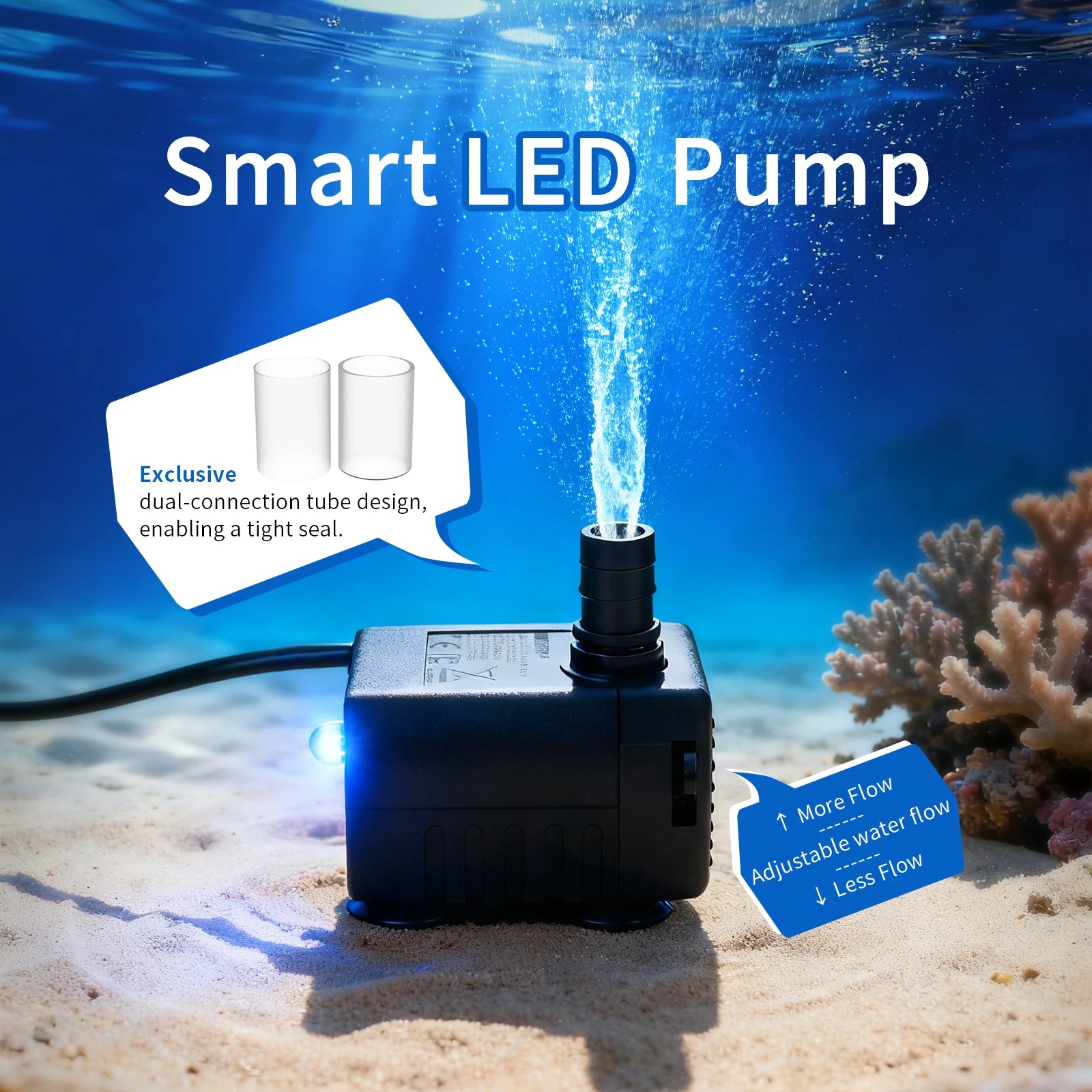 Silent USB Pet Water Fountain Pump with LED Light