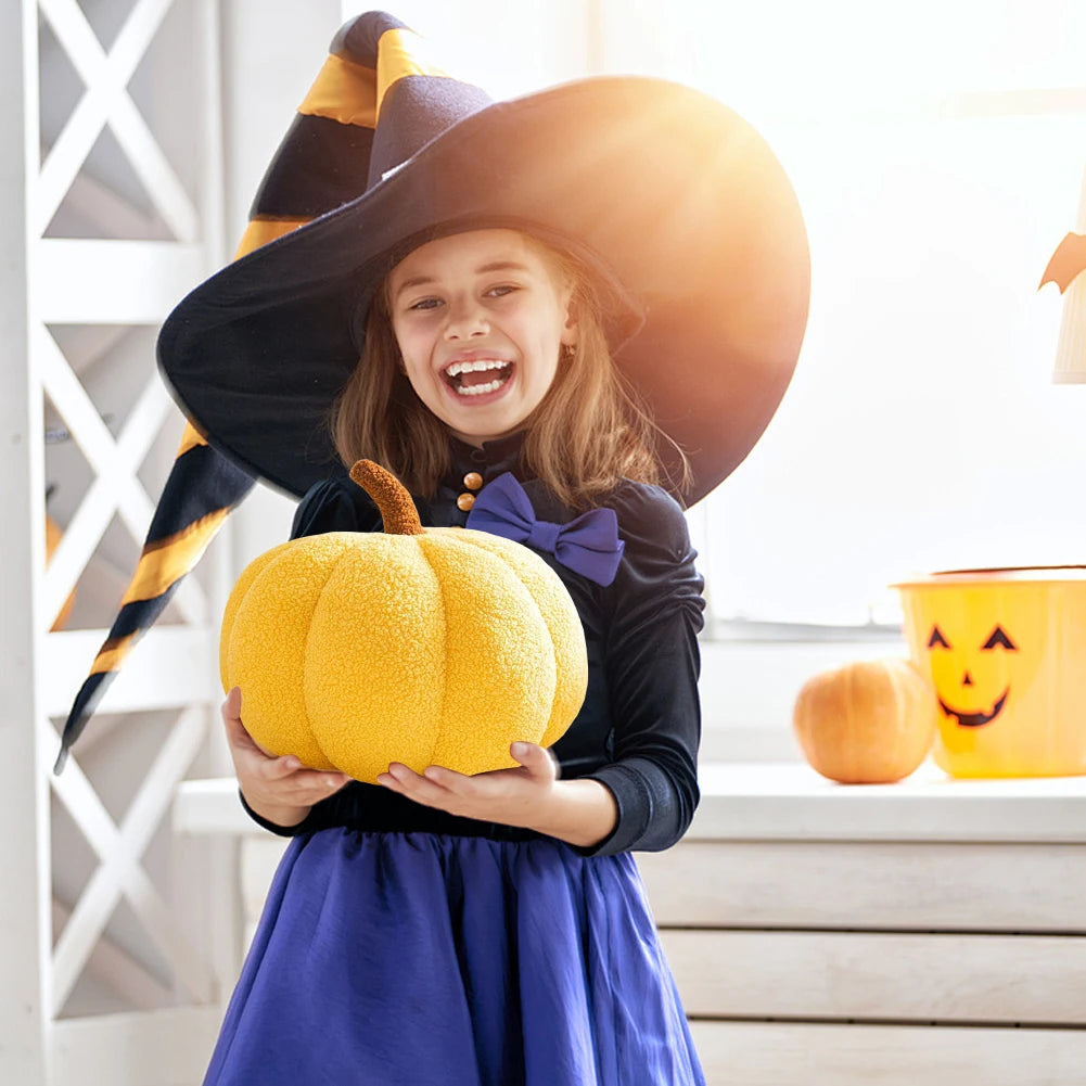 Funny Pumpkin Pillow - Creative Plush Cushion for Halloween Decor