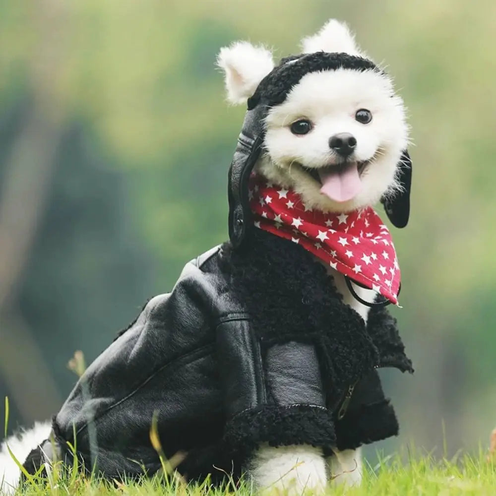Windproof Warm Dog Leather Jacket for All Seasons