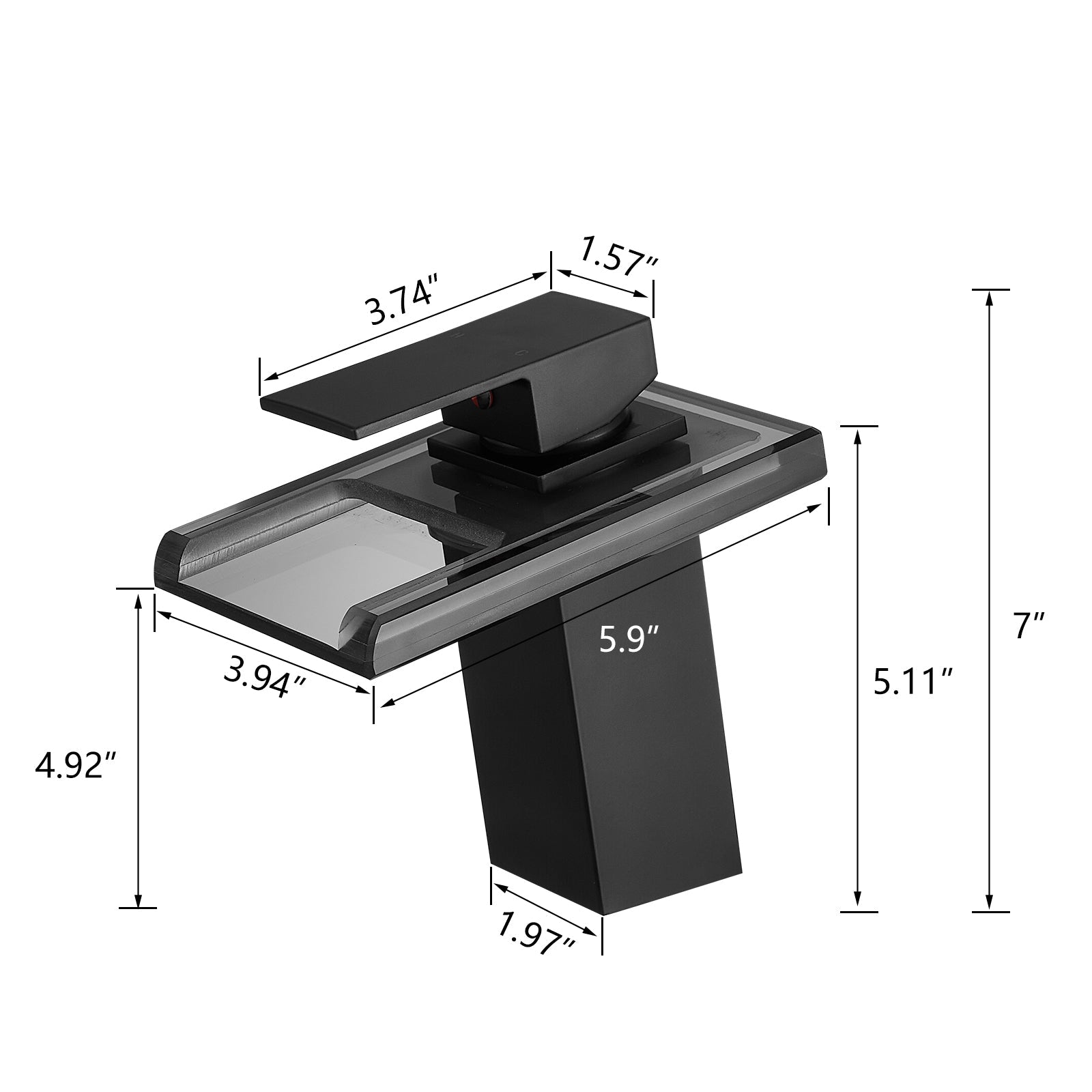 LED Bathroom Sink Faucet with Color Changing Waterfall Spout
