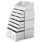 Makeup Cosmetic Organizer Storage Drawers Display Boxes Case with 12 Drawers (White)