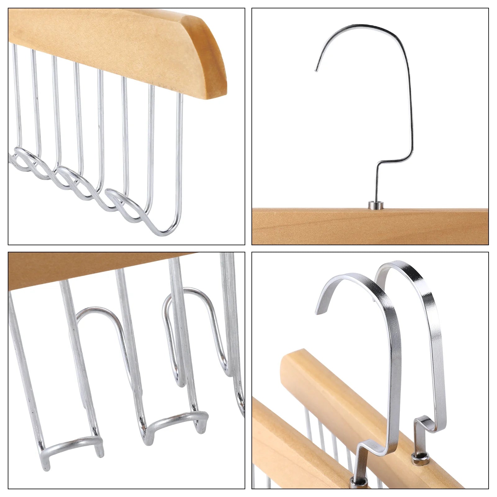 3 Pack Belt and Bra Hangers with Hooks,Space Saving Bra Hangers for Closet and Laundry,360 Degree Rotating Wooden Tie Hanger with 8 Hooks for Tank Top,Jeans,Scarf(Nature)