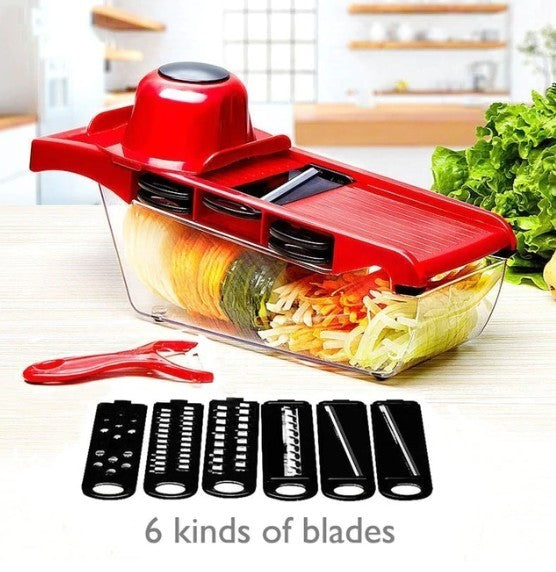 Stainless Steel Vegetable Slicer with 6 Blades for Easy Cutting