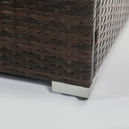 Square Outdoor Gas Fire Pit Table - Dark Brown Wicker