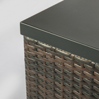 Square Outdoor Gas Fire Pit Table - Dark Brown Wicker