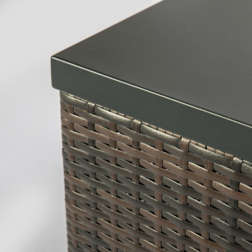 Square Outdoor Gas Fire Pit Table - Dark Brown Wicker