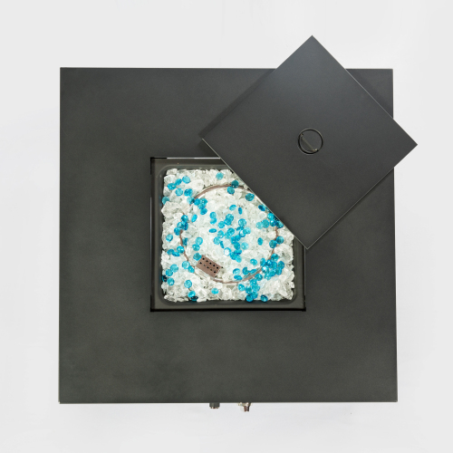 Square Outdoor Gas Fire Pit Table - Dark Brown Wicker