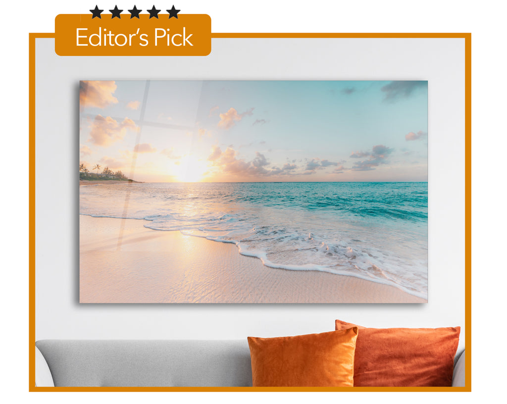 Ocean Wave Glass Wall Art - Vibrant, Durable Home Decor (18x28 inches)