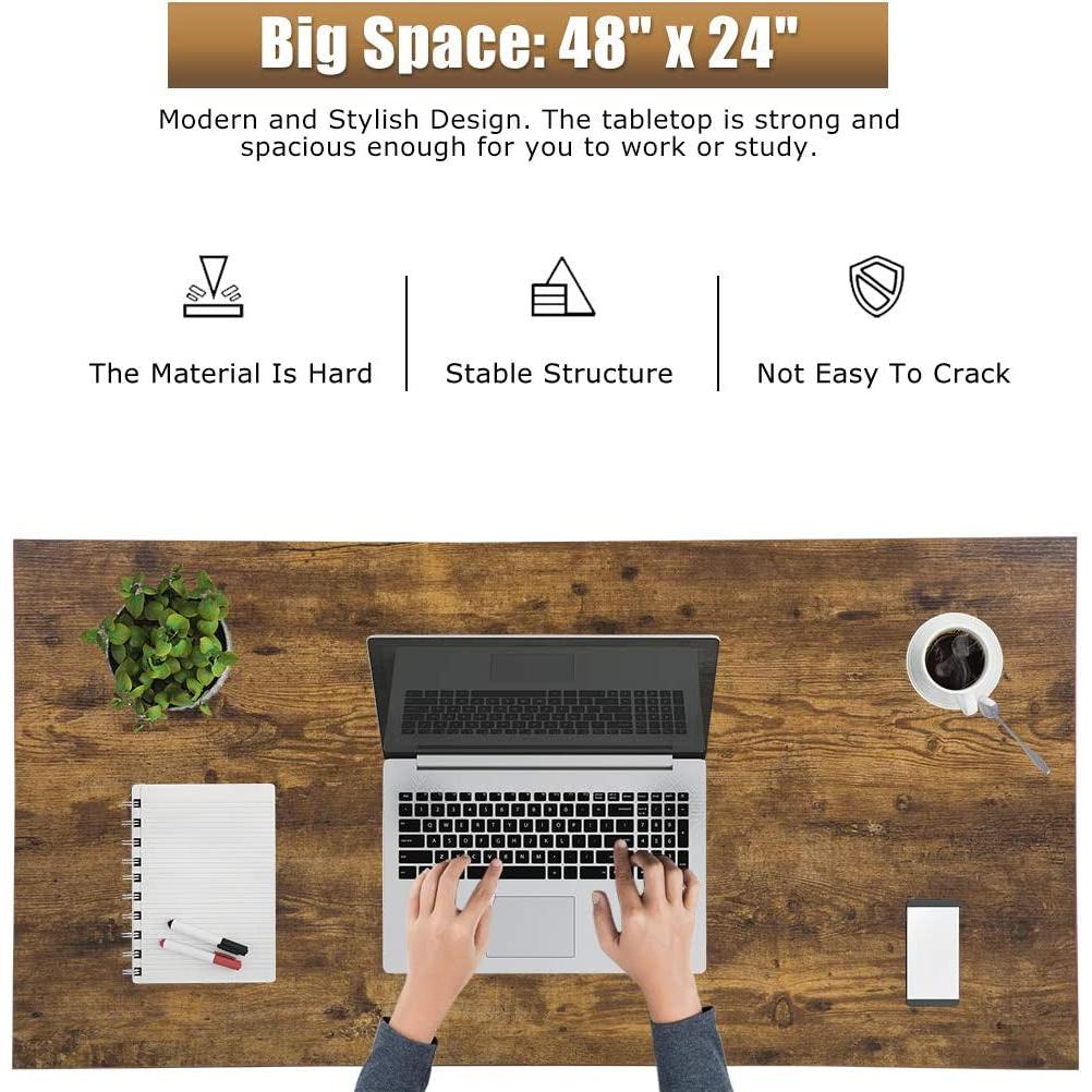 48 Inch Modern Black Computer Desk For Small Spaces-2