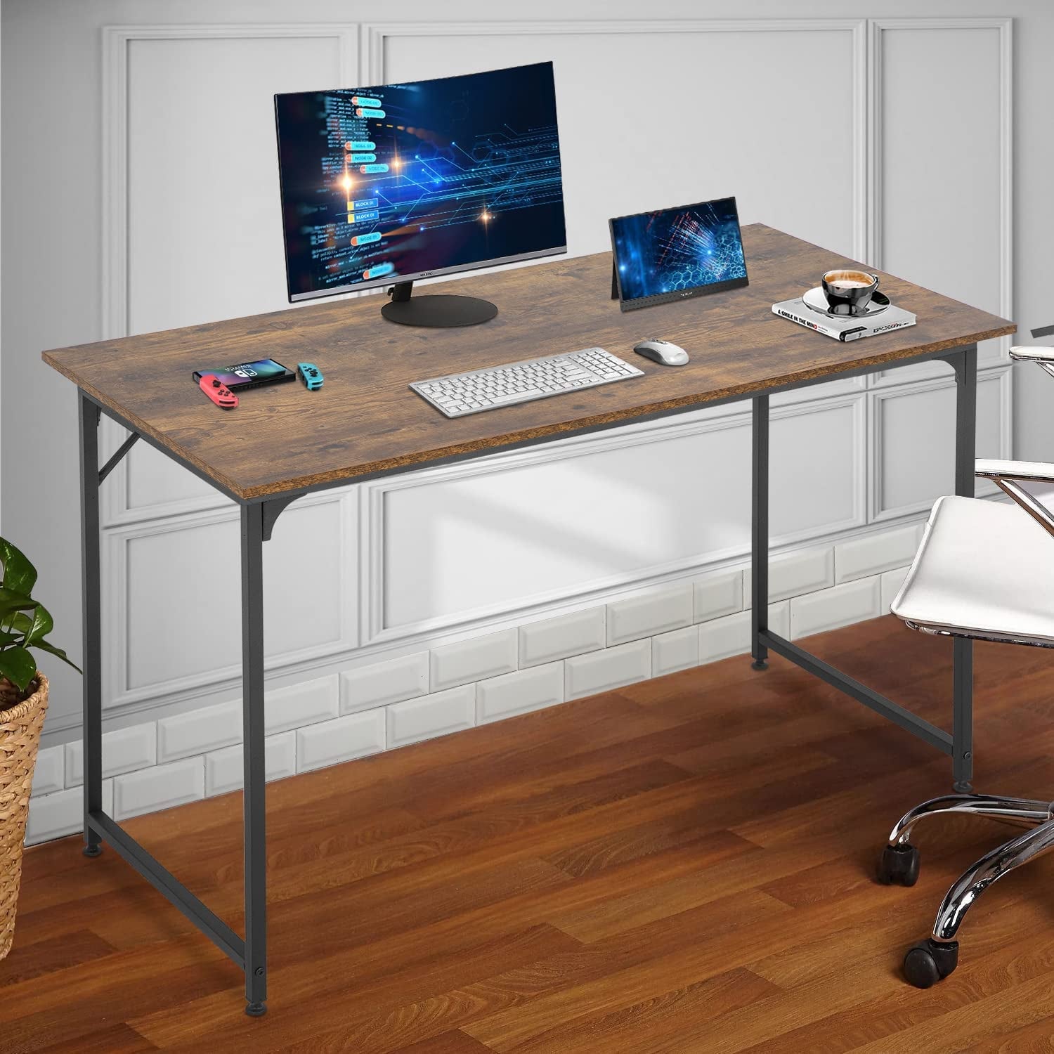 48 Inch Modern Black Computer Desk For Small Spaces-1
