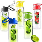 Fruit Infuser Drink Bottle with Straw and Flip Top Cap