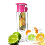 Fruit Infuser Drink Bottle with Straw and Flip Top Cap